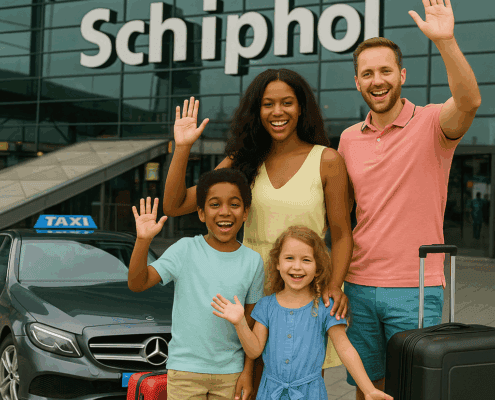 Familie-op-Schiphol-Mercedes-Taxi