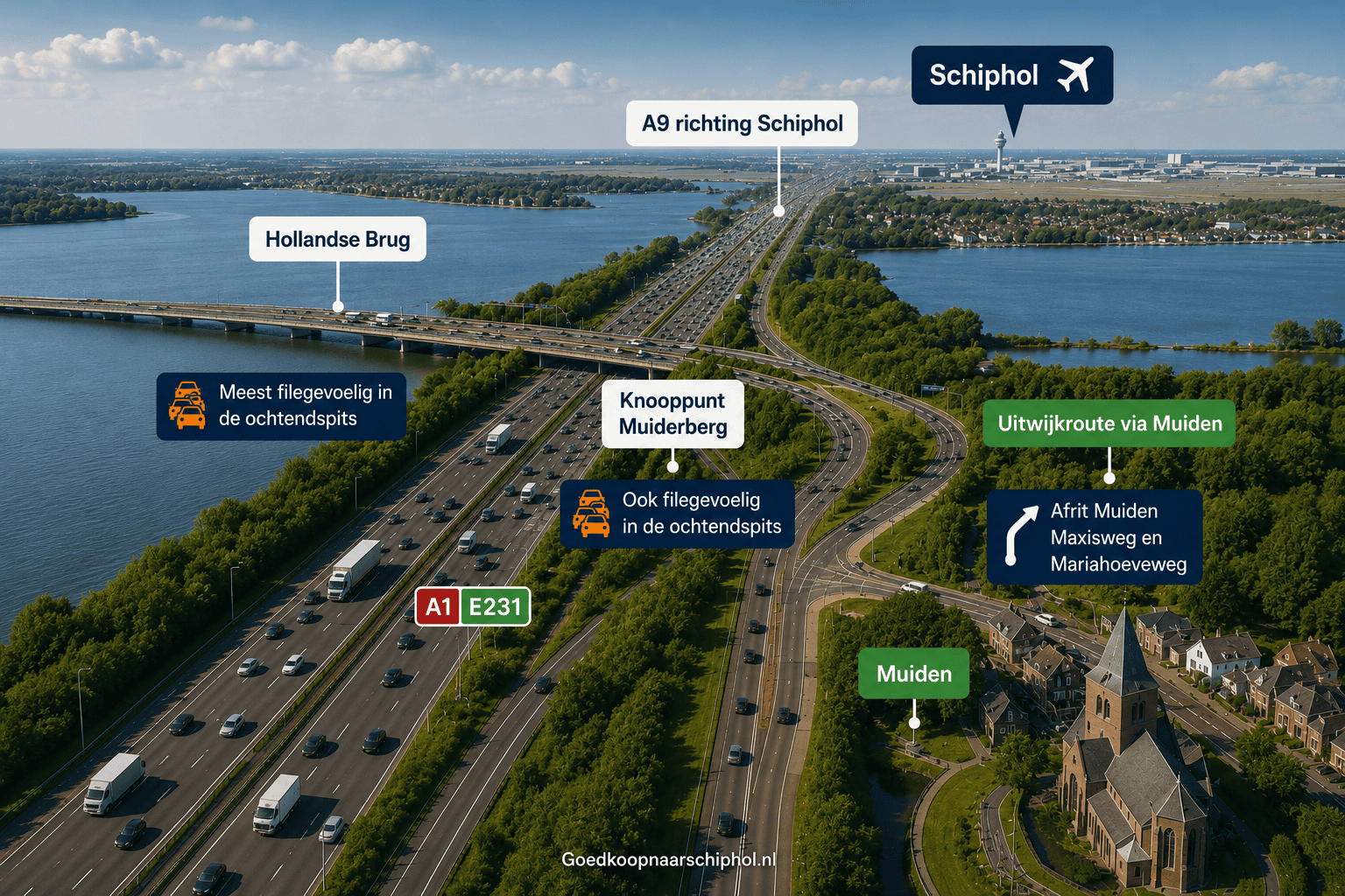 A9-route-Almere-Schiphol